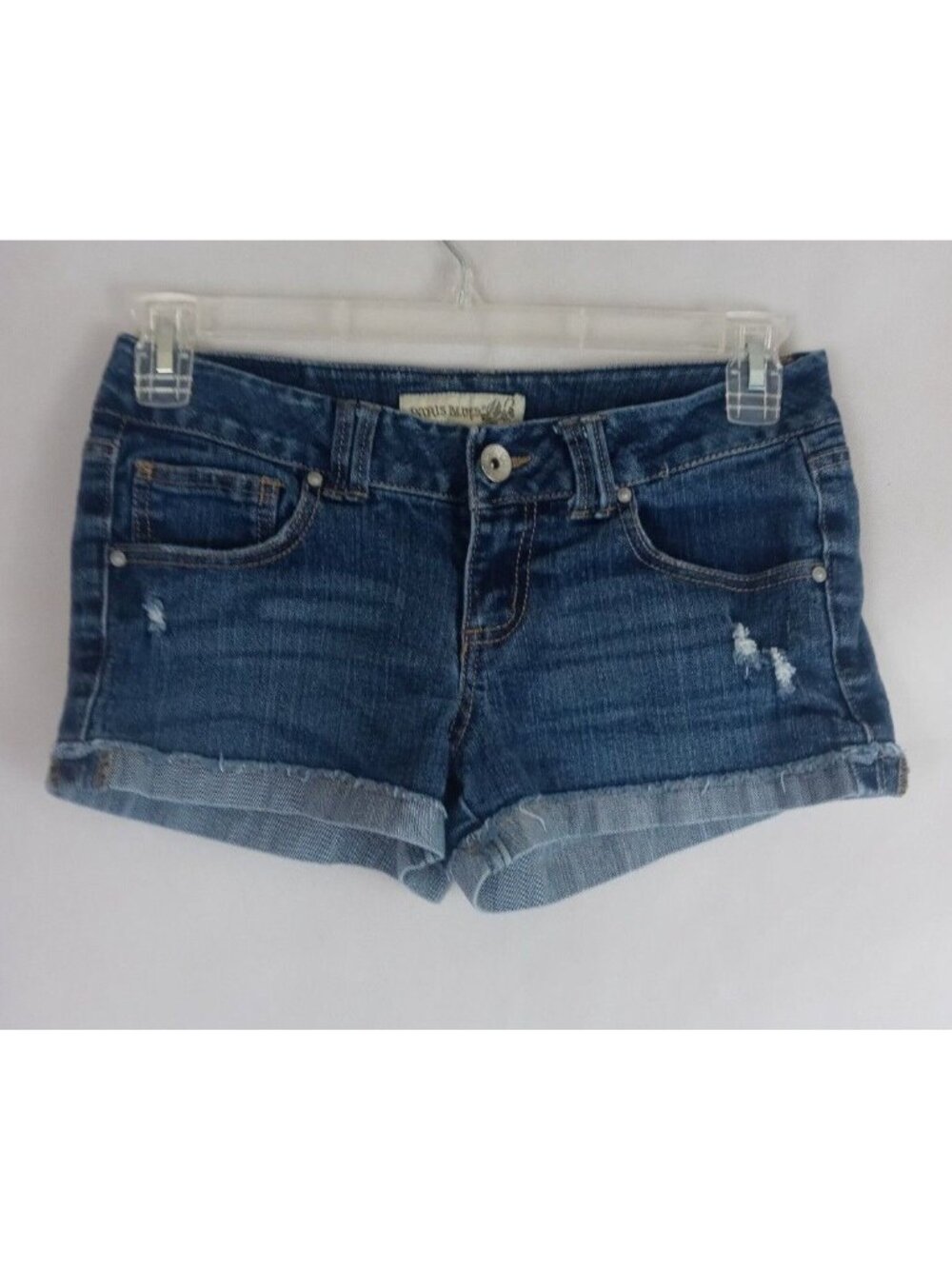 Paris Blues Whiskered Ripped Frayed Cuffed Booty Jean Shorts Size 7 Inseam 2.5"